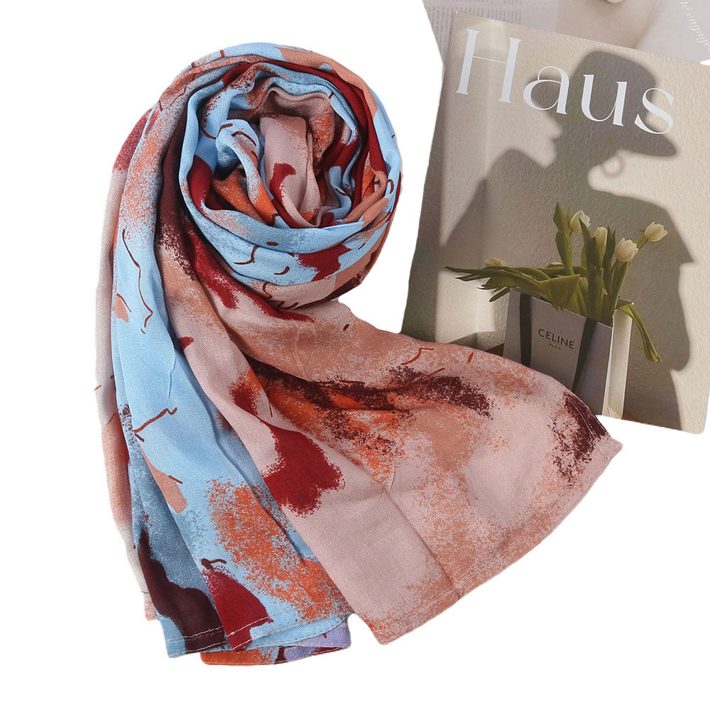 Modal cotton Jersey headscarf marble pattern digital print scarf ethnic Muslim shawl headscarf