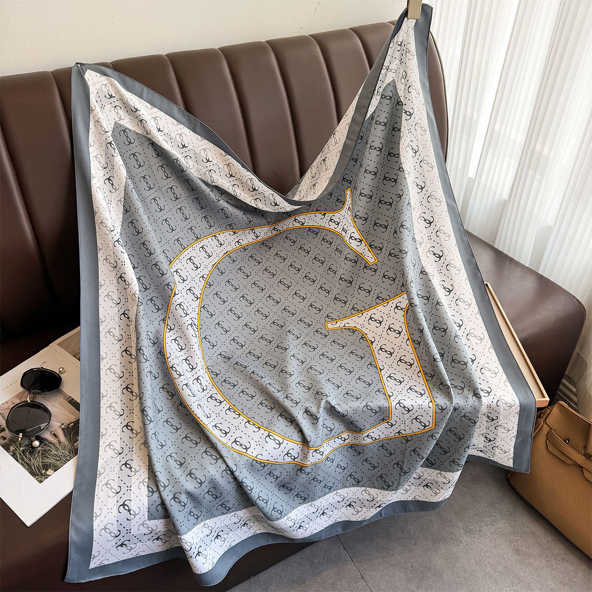 Light luxury Korean version of the letter new simple large square scarf age reduction versatile travel sunscreen shawl neck protection thin warm