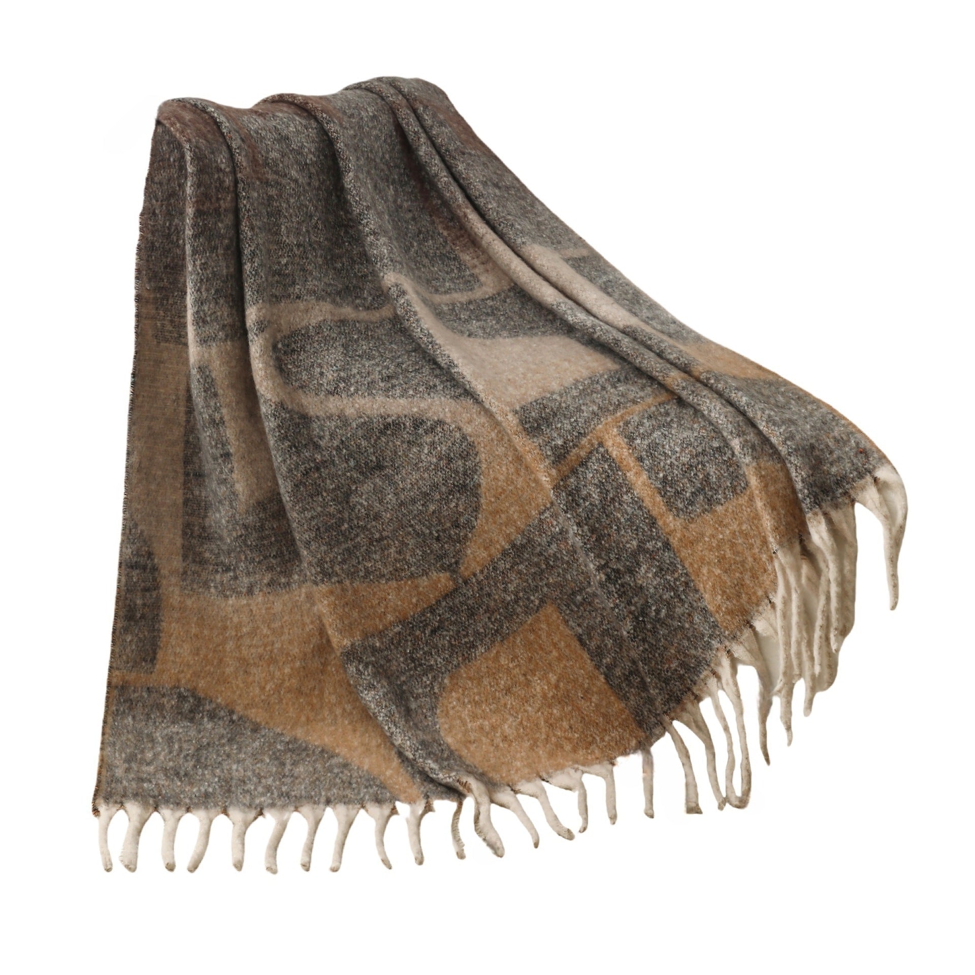 Blanket new European and American autumn and winter imitation mohair thickened geometric large shawl jacquard blanket