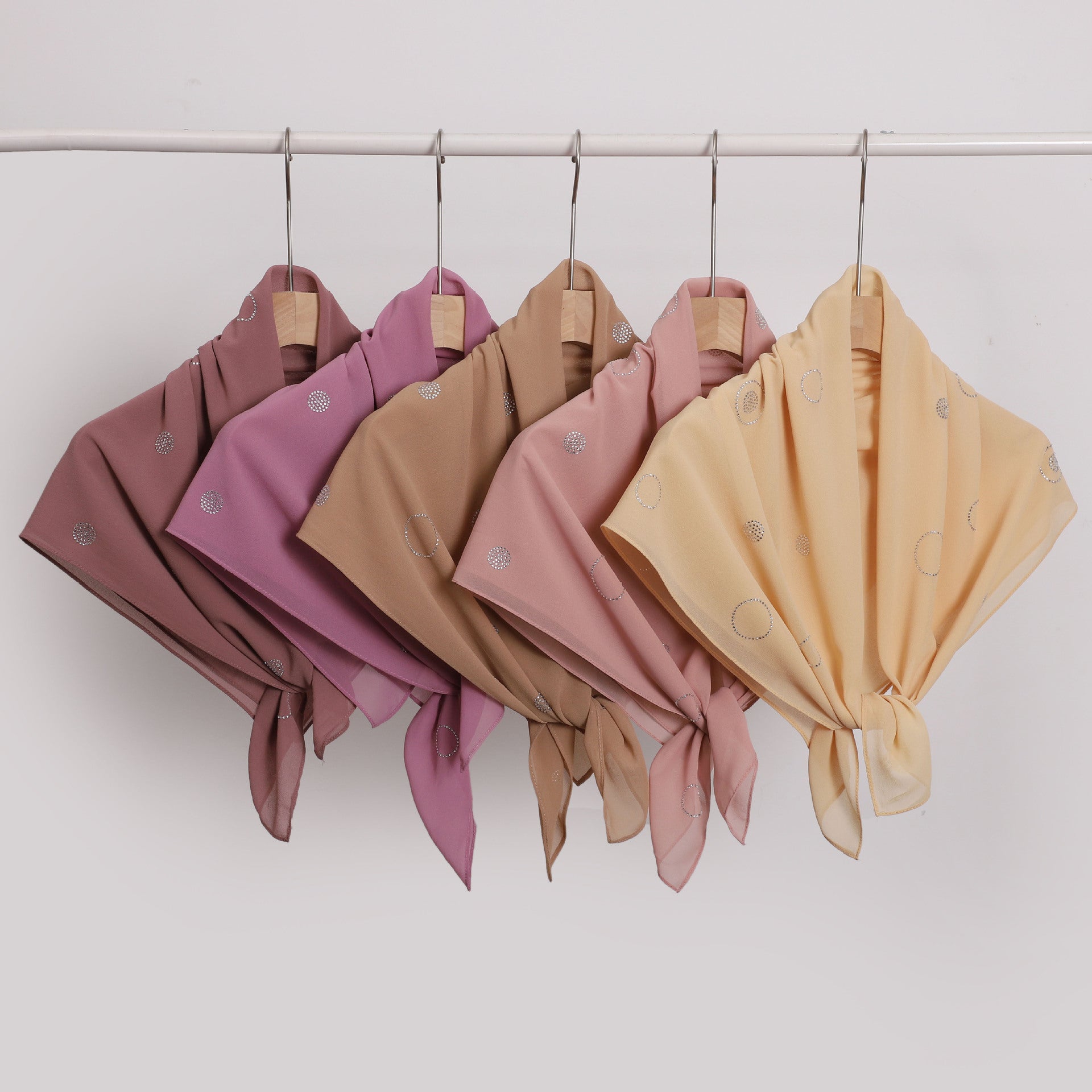 New Pearl Chiffon Circle Hot Diamond 90cm Square Scarf Malaysia Indonesia