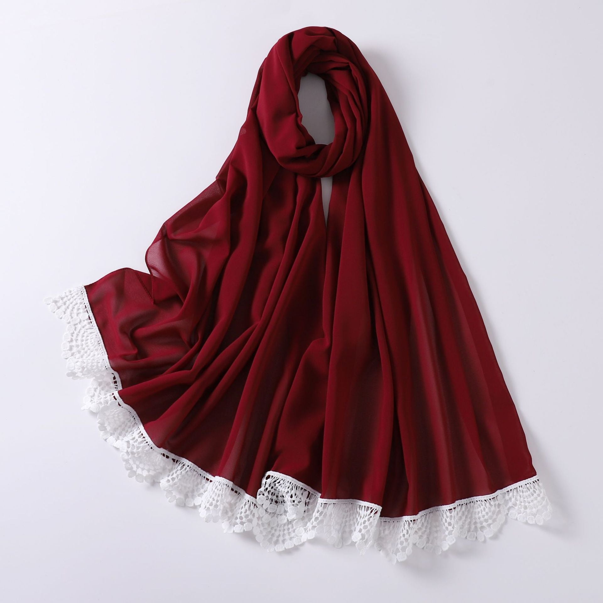 New solid color pearl chiffon lace scarf Middle Eastern headscarf  scarf Malaysia