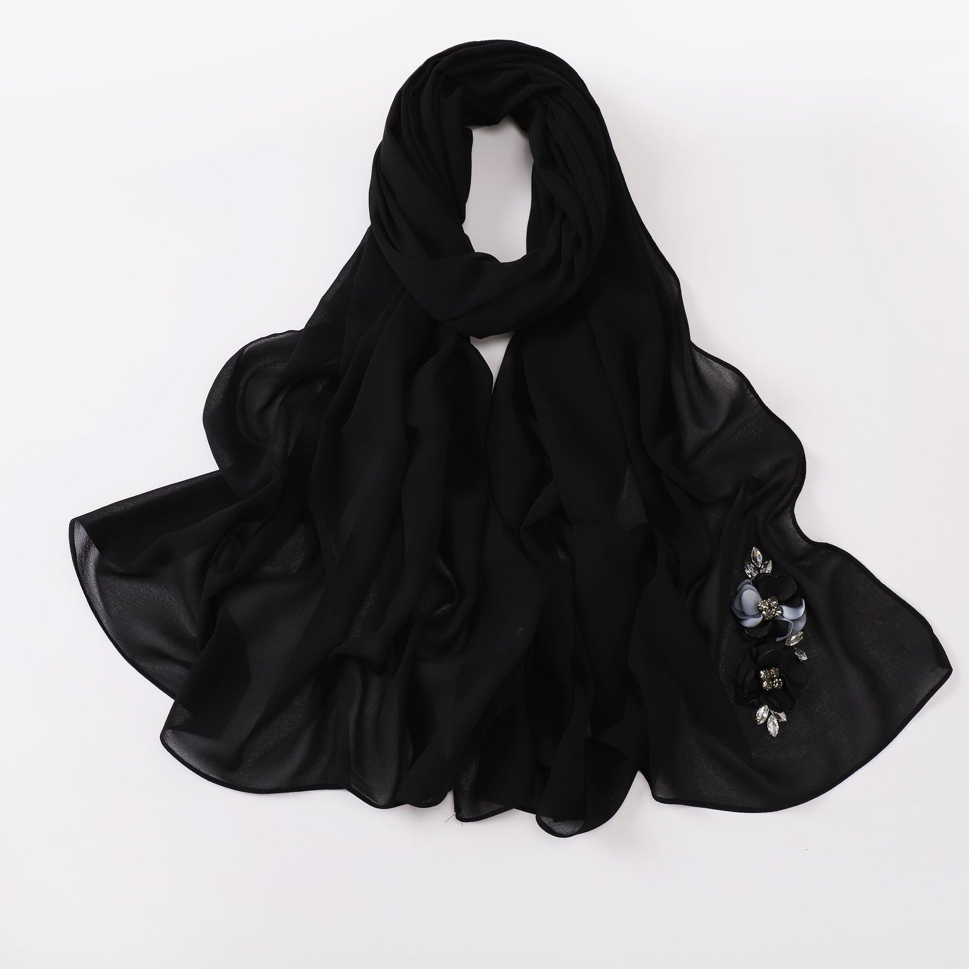 New pearl chiffon flower headscarf hijab Malaysia Hijab Shawls