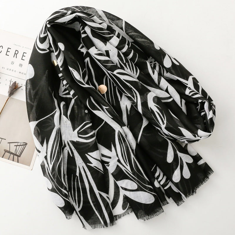 Ethnic Viscose cotton and linen feel scarf Ladies shawl women