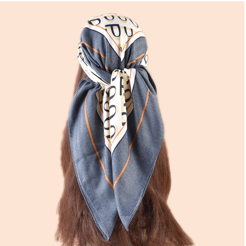 New Letter Temperament 90 Silk Scarf Printed Scarf Scarf Versatile External Shawl Herringbone Fleece Square Scarf