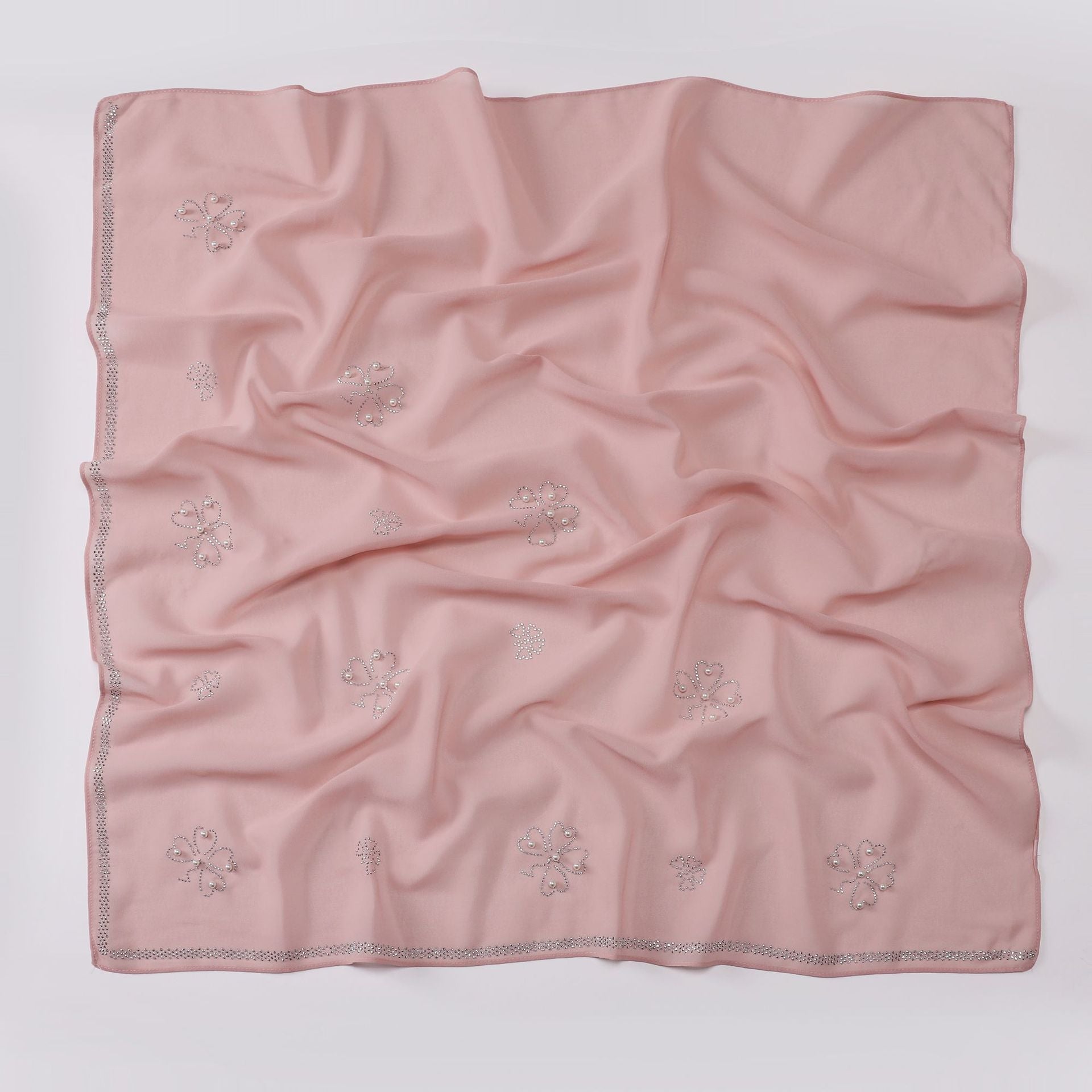 New pearl chiffon Scarf hot diamond bead square shawls Malaysia headscarf