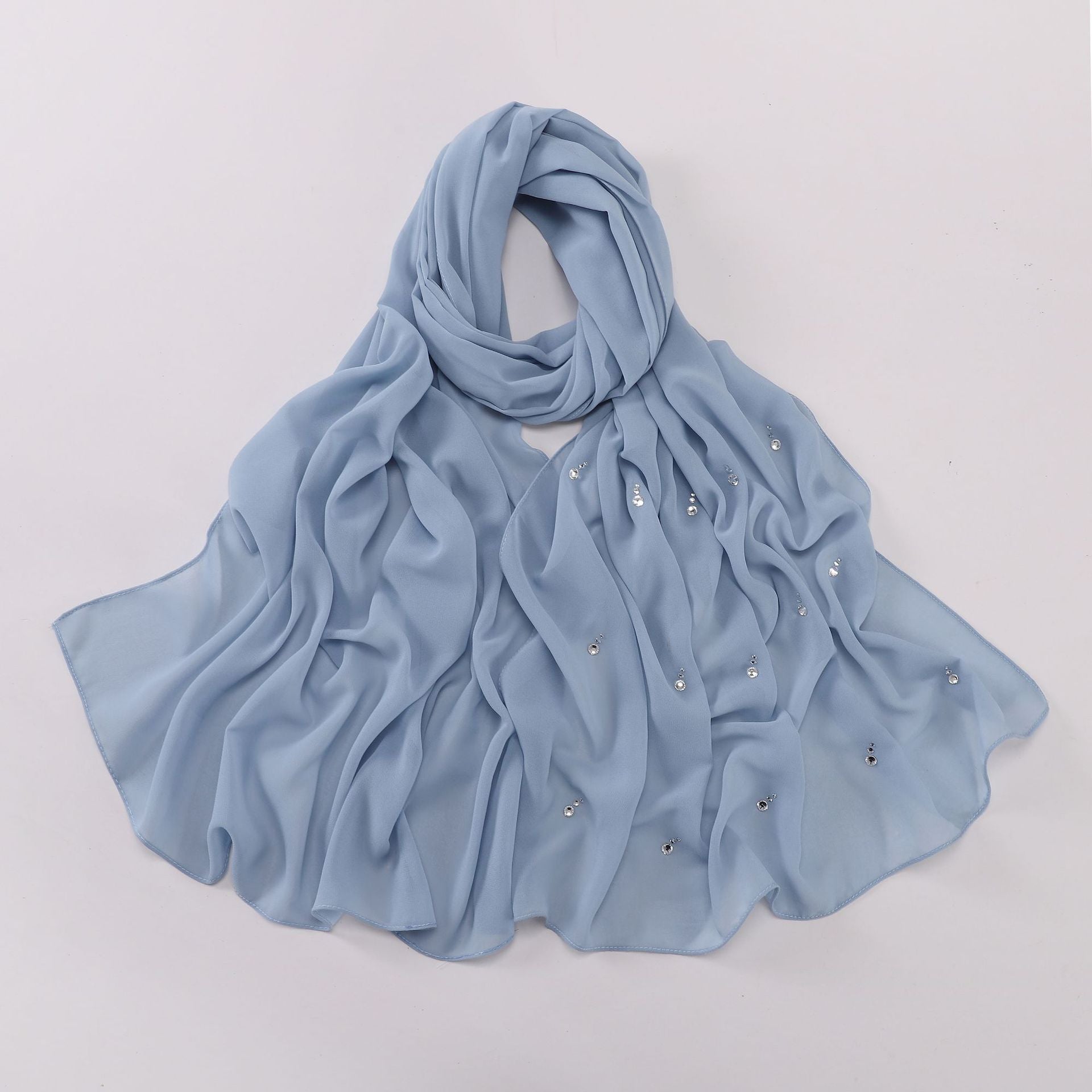 New pearl chiffon long scarf boutique tears water drop diamond scarf Middle East Africa headscarf hijab