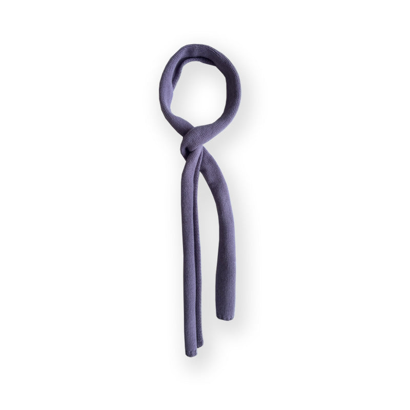 100% selected all-wool scarf women's autumn and winter fine sausage decoration soft solid color wool knitted scarf