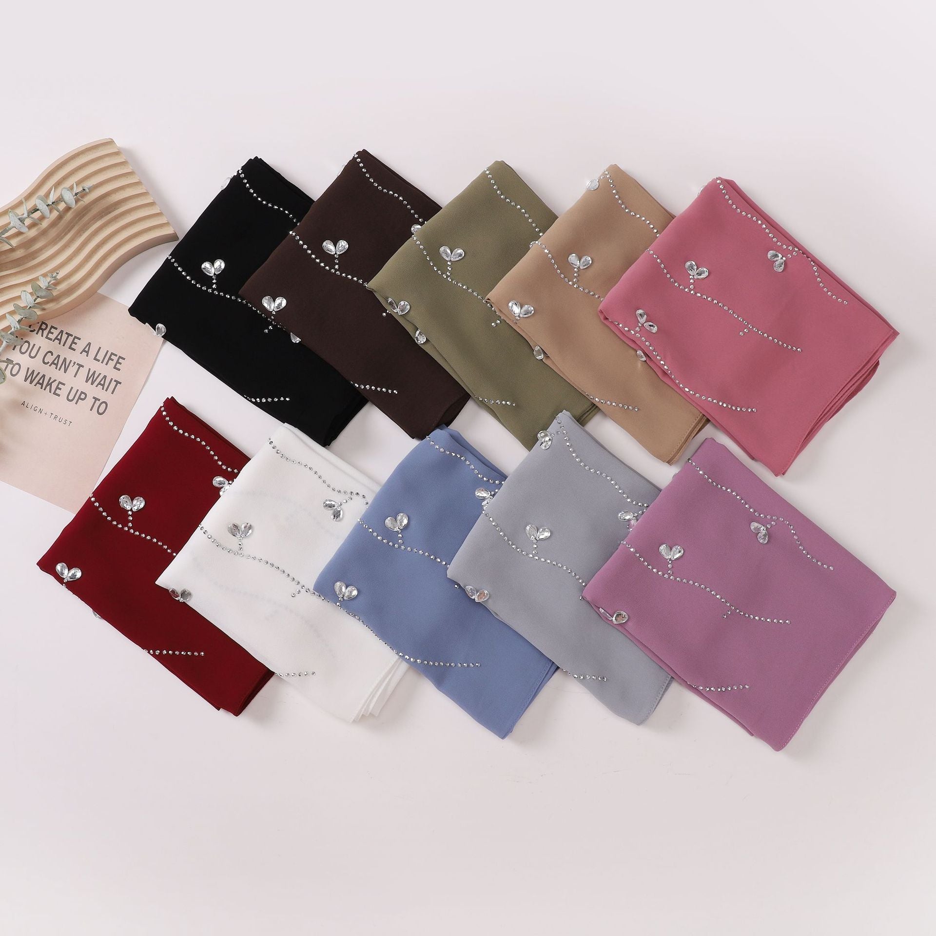 New pearl chiffon long scarf hot diamond rhinestone scarf Middle East and Africa headscarf