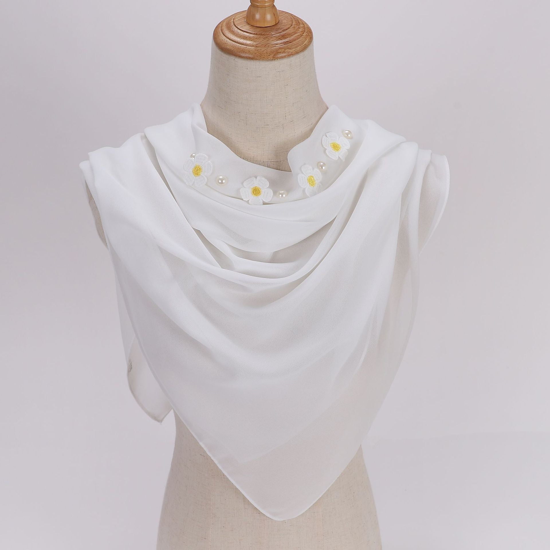 New fashion gardenia pearl chiffon square scarf  scarf 90cm square scarf