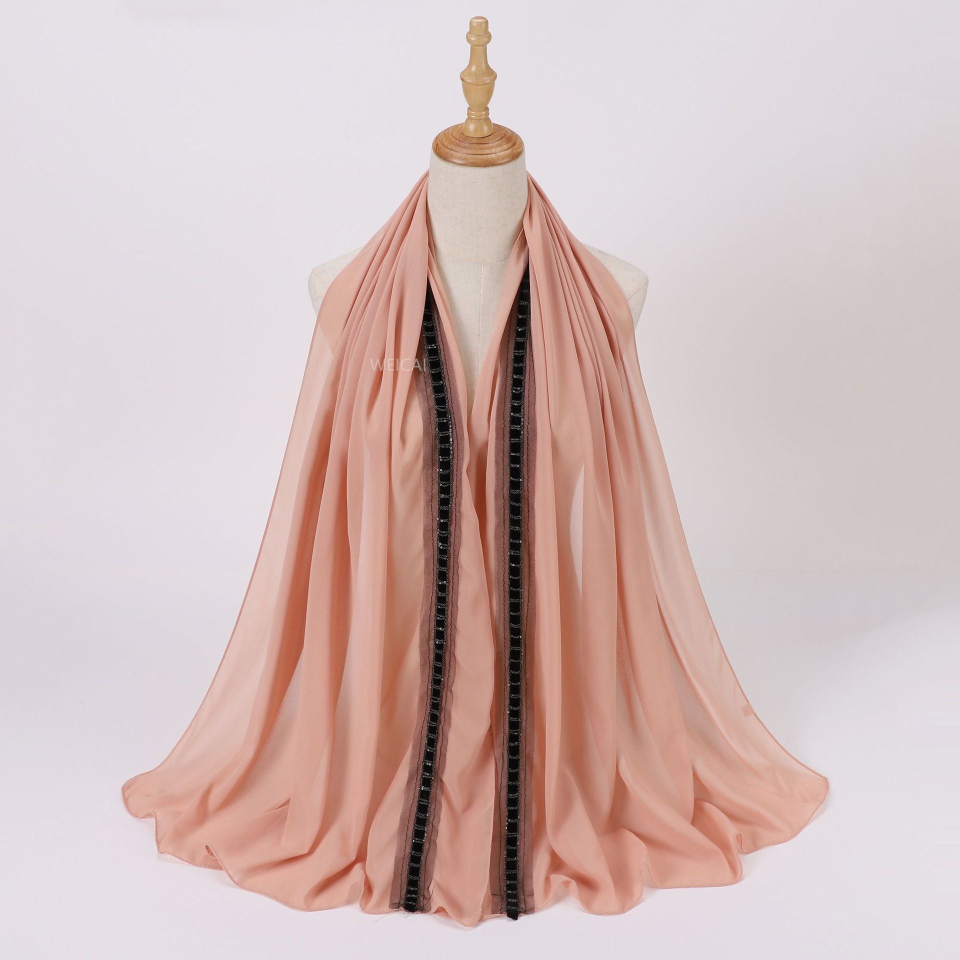 New solid color pearl chiffon chain lace jewelry  scarf headscarf bubble scarf Middle East Malay headscarf