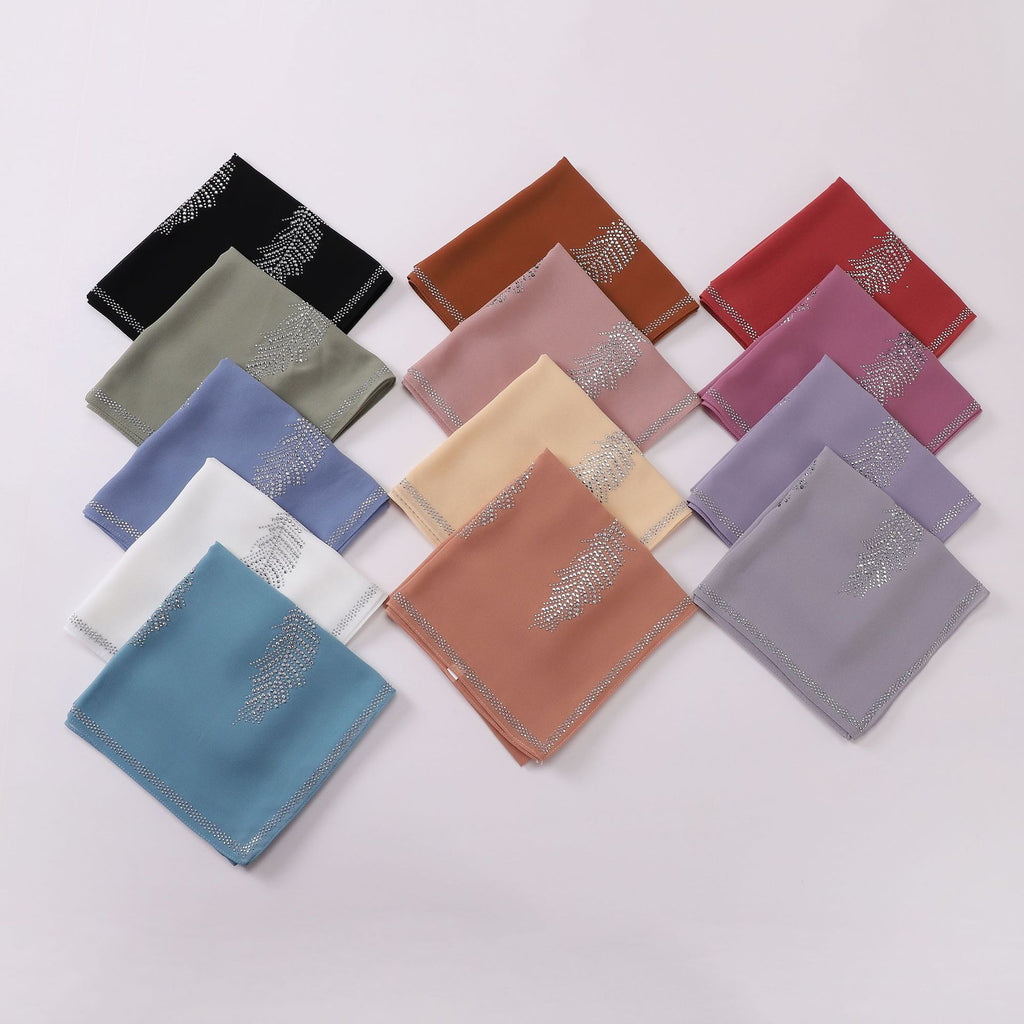 New Pearl Chiffon Hot Diamond Square Scarf 90 × 90cm High Quality Headscarf Hijab
