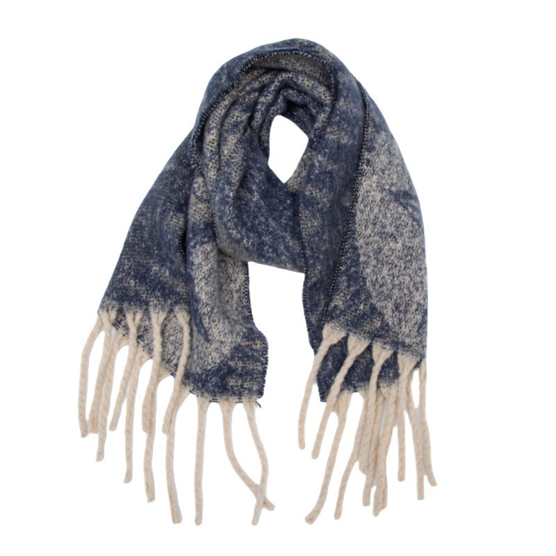 2025 new European, American autumn and winter circle yarn jacquard star fringed scarf