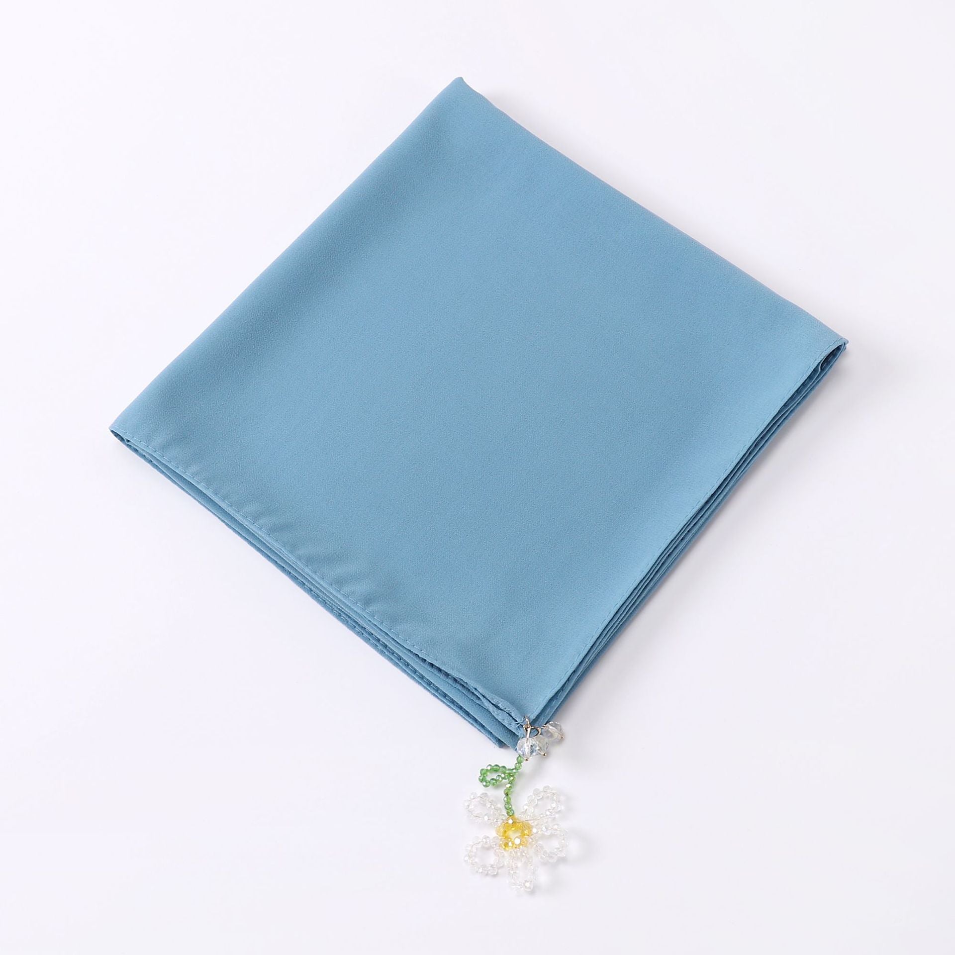crystal flower pendant Hijab pearl chiffon square scarf 90 * 90cm headscarf