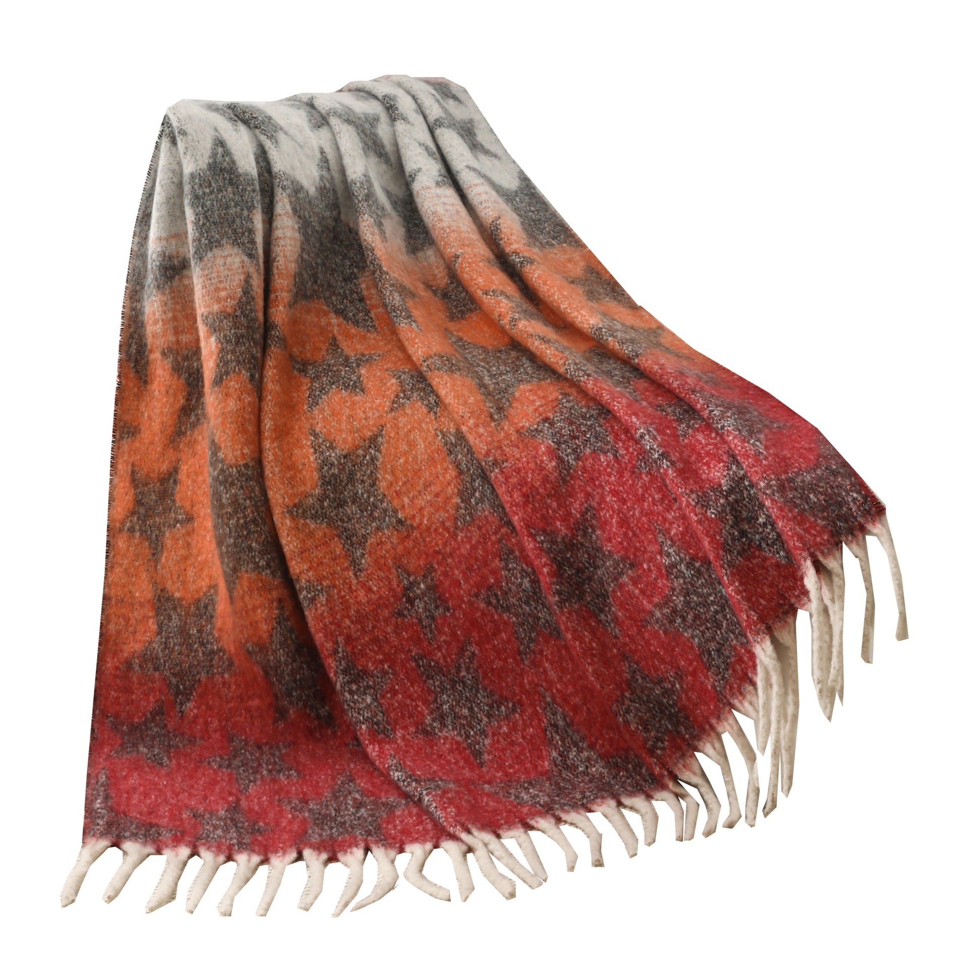 Blanket new European and American autumn and winter imitation mohair thickened large shawl jacquard star blanket