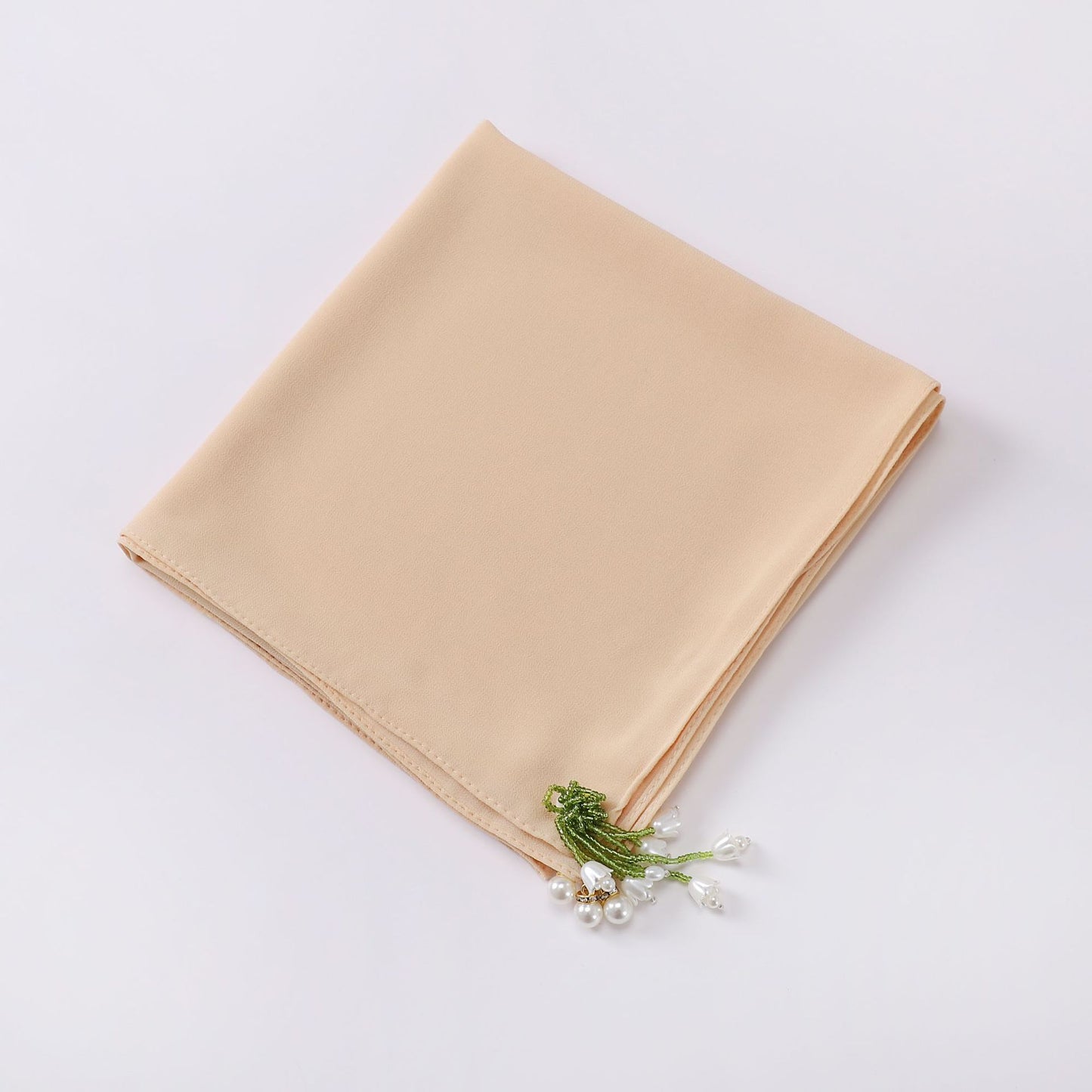 Tulip Rhinestone Pearl Chiffon Square Scarf 90 * 90cm Malaysia Headscarf
