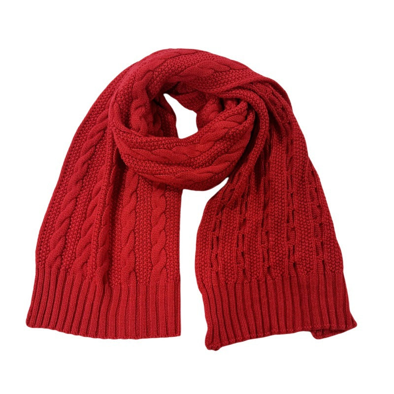 New Year's Christmas Red Company Celebration Annual Meeting Wool Knitted Fleece Hat Scarf Gloves Embroidered Logo