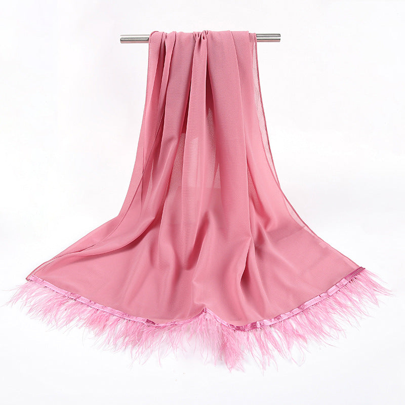 New pearl chiffon scarf feather  Middle East African headscarf hijab
