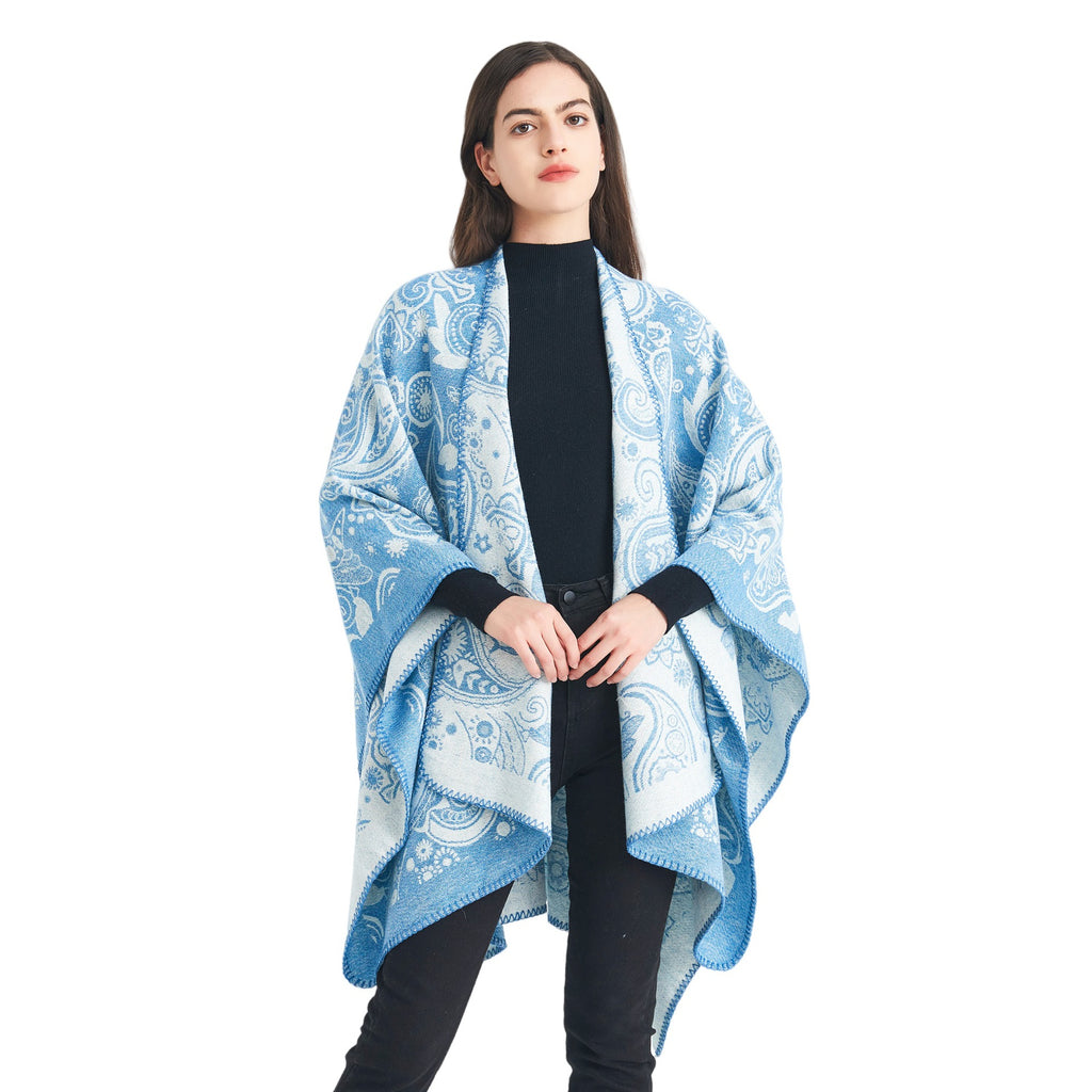 Europe, America Spring Autumn Winter 2025 New Women's Wool Jacquard Cashew Flower Shawl