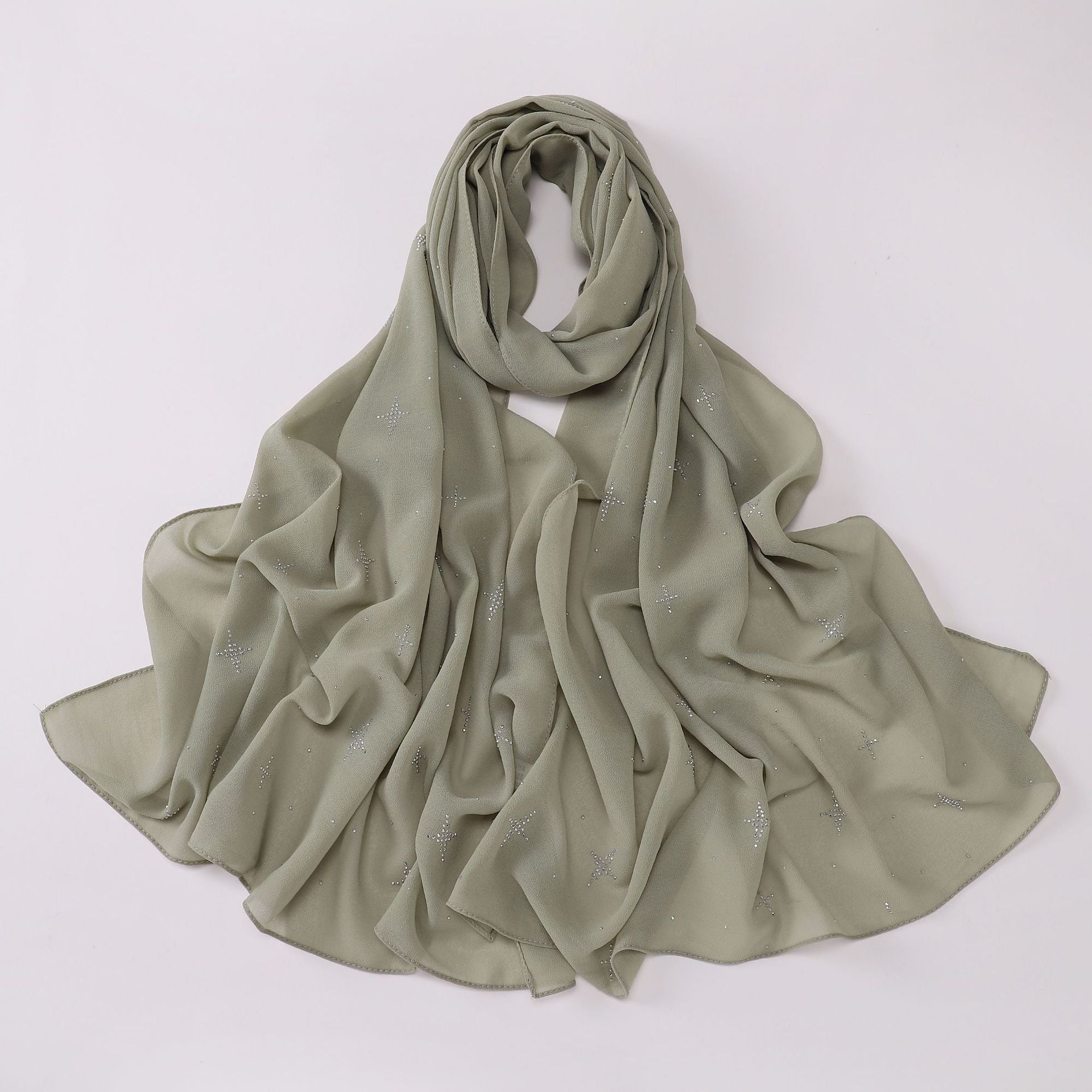 New Pearl Chiffon Sky Star Hot Diamond Middle East and Africa Headscarf Hijab