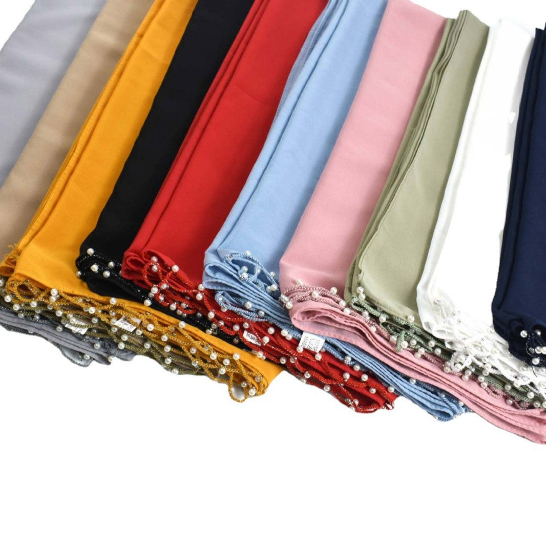 New chiffon wavy edge beaded long towel African hijab yarn towel Middle East headscarf Malay towel