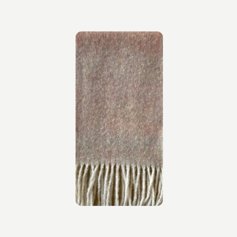 Wool blend gradual change marshmallow fringed scarf women's autumn and winter atmosphere with soft wool scarf