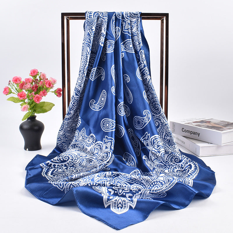 New European style fashion cashew flower pattern 90 satin large square scarf headscarf scarf