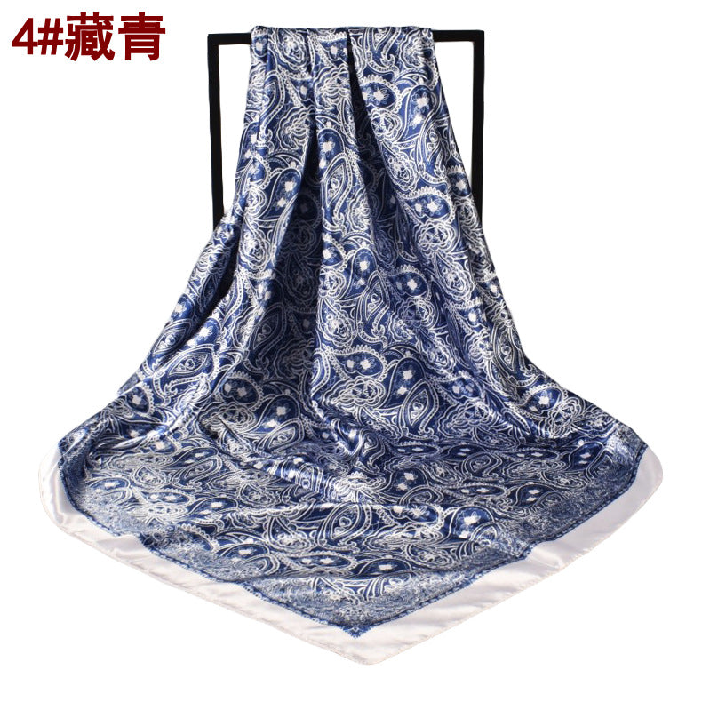 Spring new 90cm-satin small cashew square silk scarf, European and American fashion paisley scarft retro