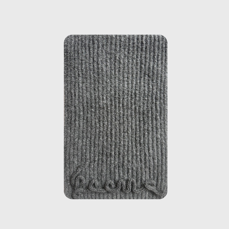 Korean designer three-dimensional handmade crochet letter solid color scarf women's winter cute wool blend scarf