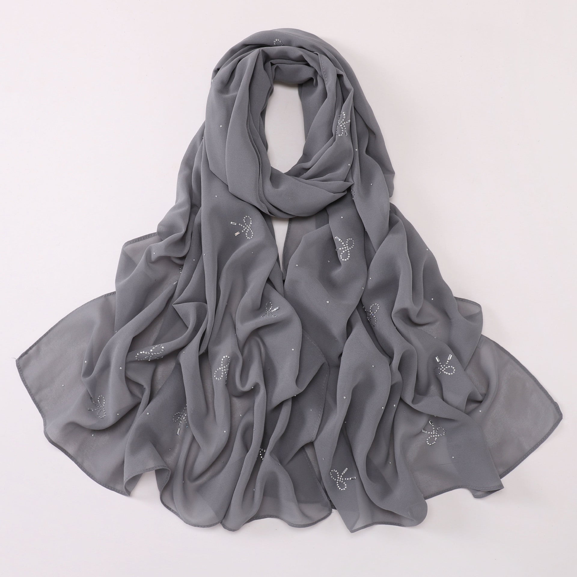 New Pearl Chiffon Muslim Hot Diamond Long Middle East Headscarf