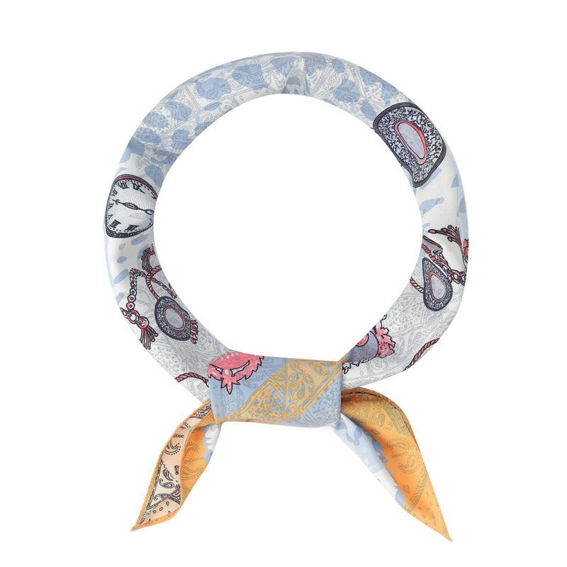 2025 new spring, summer and autumn thin headscarf double-sided printed silk scarf square scarf