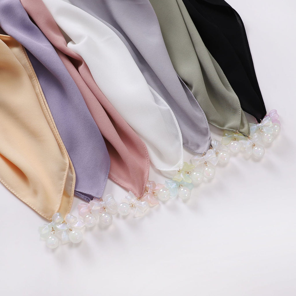 Pearl chiffon square scarf 90 * 90cm Hijab MMalaysia headscarf