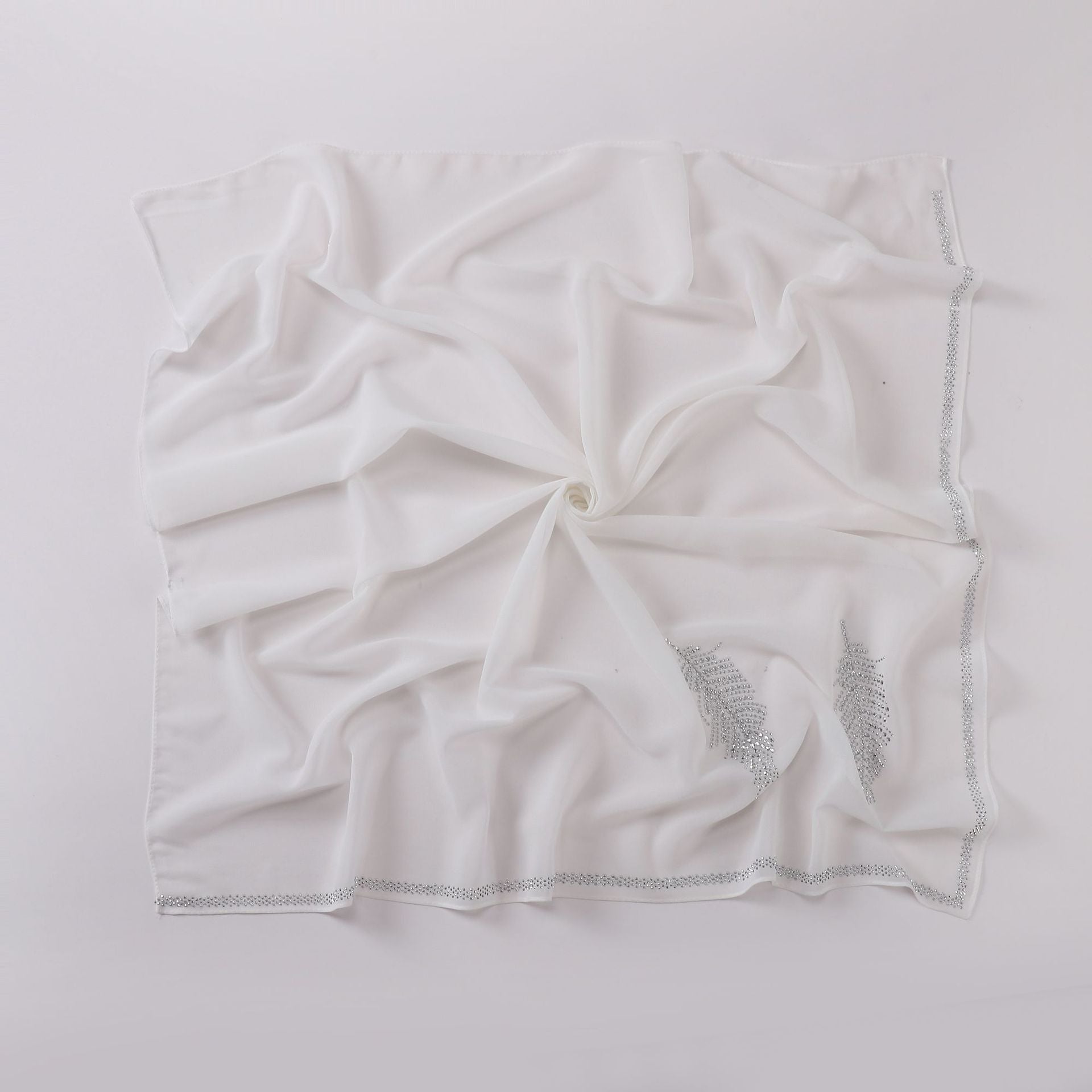 New Pearl Chiffon Hot Diamond Square Scarf 90 × 90cm High Quality Headscarf Hijab