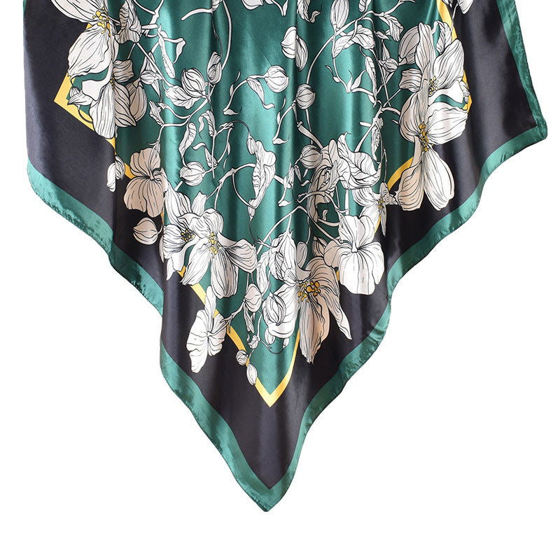 Spring new scarf thin imitation silk retro printing light luxury silk scarf 90 color diced high-end square scarf