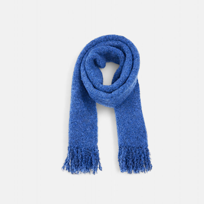 Korean designer wool blended beard solid color knitted scarf women's winter Korean atmosphere wool scarf