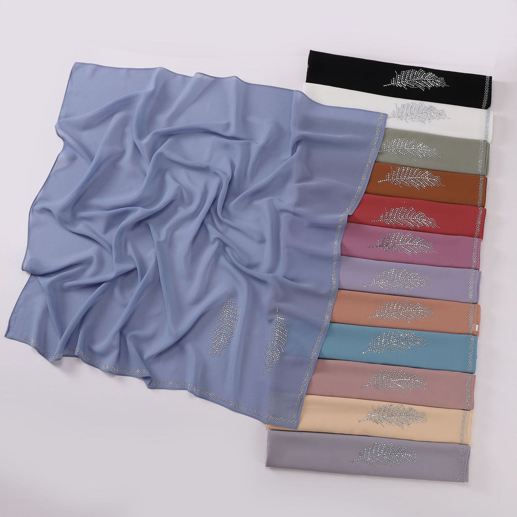 New Pearl Chiffon Hot Diamond Square Scarf 90 × 90cm High Quality Headscarf Hijab