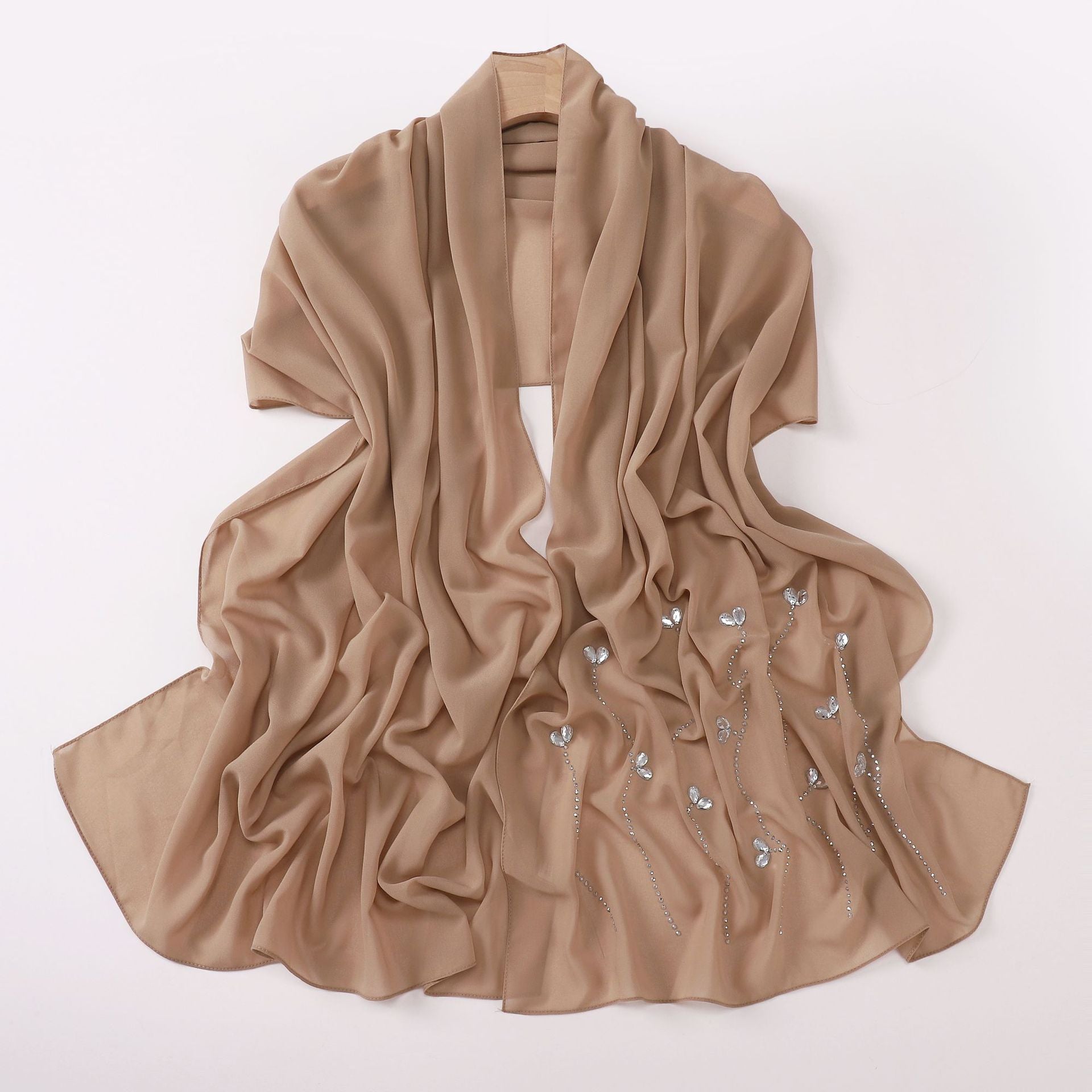 New pearl chiffon long scarf hot diamond rhinestone scarf Middle East and Africa headscarf