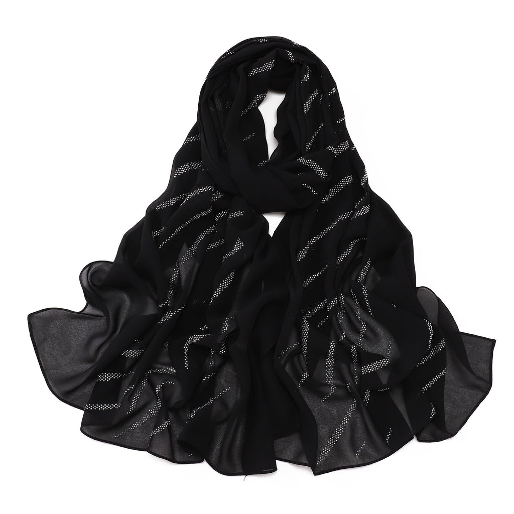New Pearl Chiffon Slant Strip Hot Diamond Long Towel Yarn Malaysia Indonesia African Headscarf