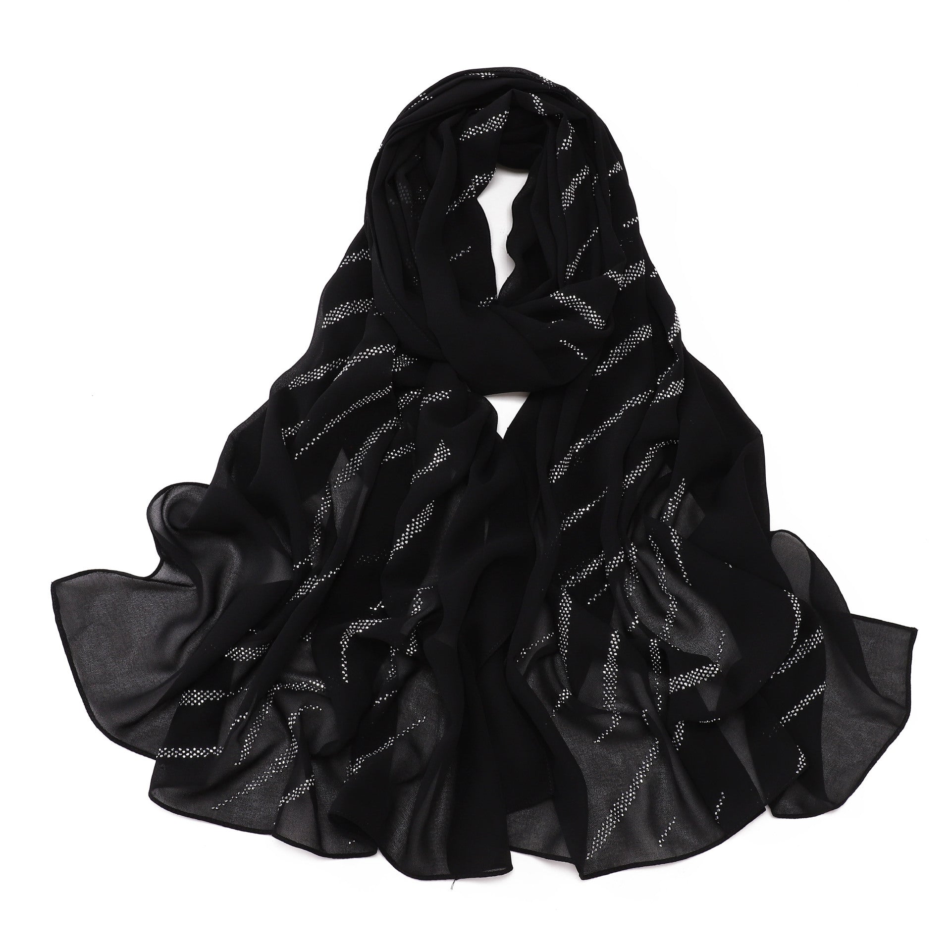 New Pearl Chiffon Slant Strip Hot Diamond Long Towel Yarn Malaysia Indonesia African Headscarf