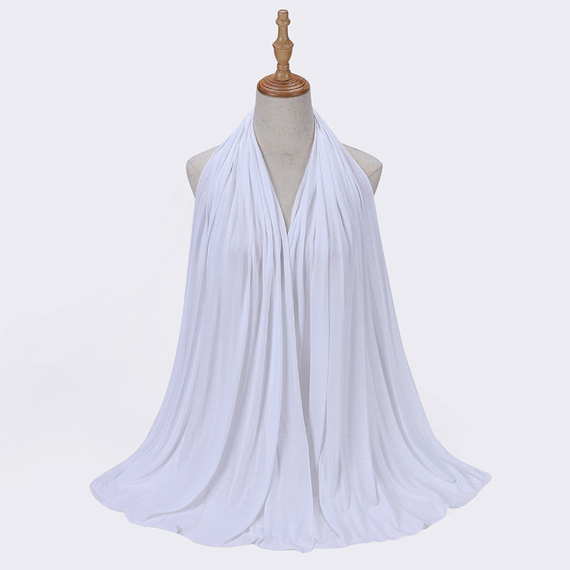 New Solid Color Jersey Hijab Women Plain Color Jesey Scarf Mercerized Cotton Headscarf