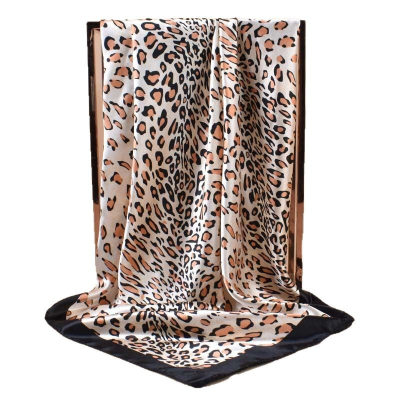 2025 New 90cm-color Cub Leopard Print Versatile Printed Square Scarf with Sunscreen, Bag Head Silk Scarf Decoration, Scarf