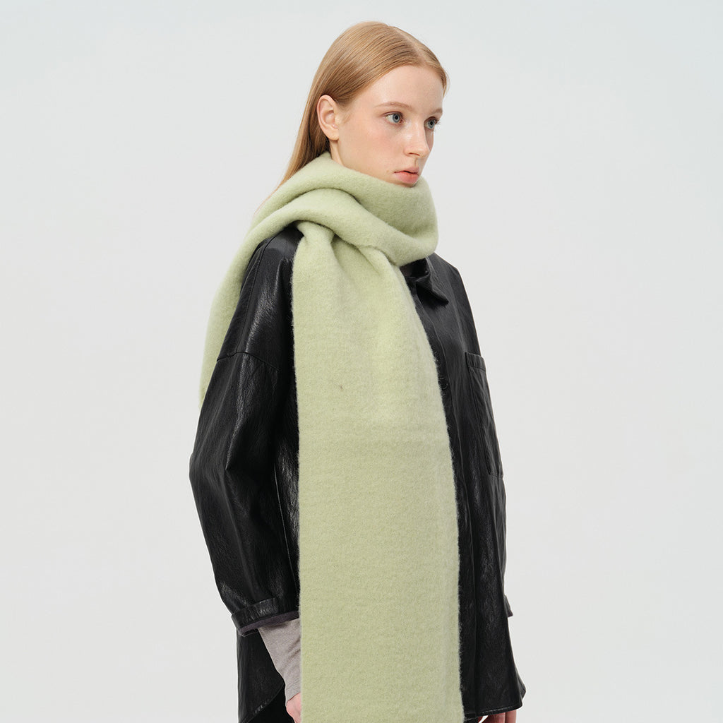 25% wool blended brushed solid color scarf women's Korean tassel thickened Icelandic blue soft scarf shawl