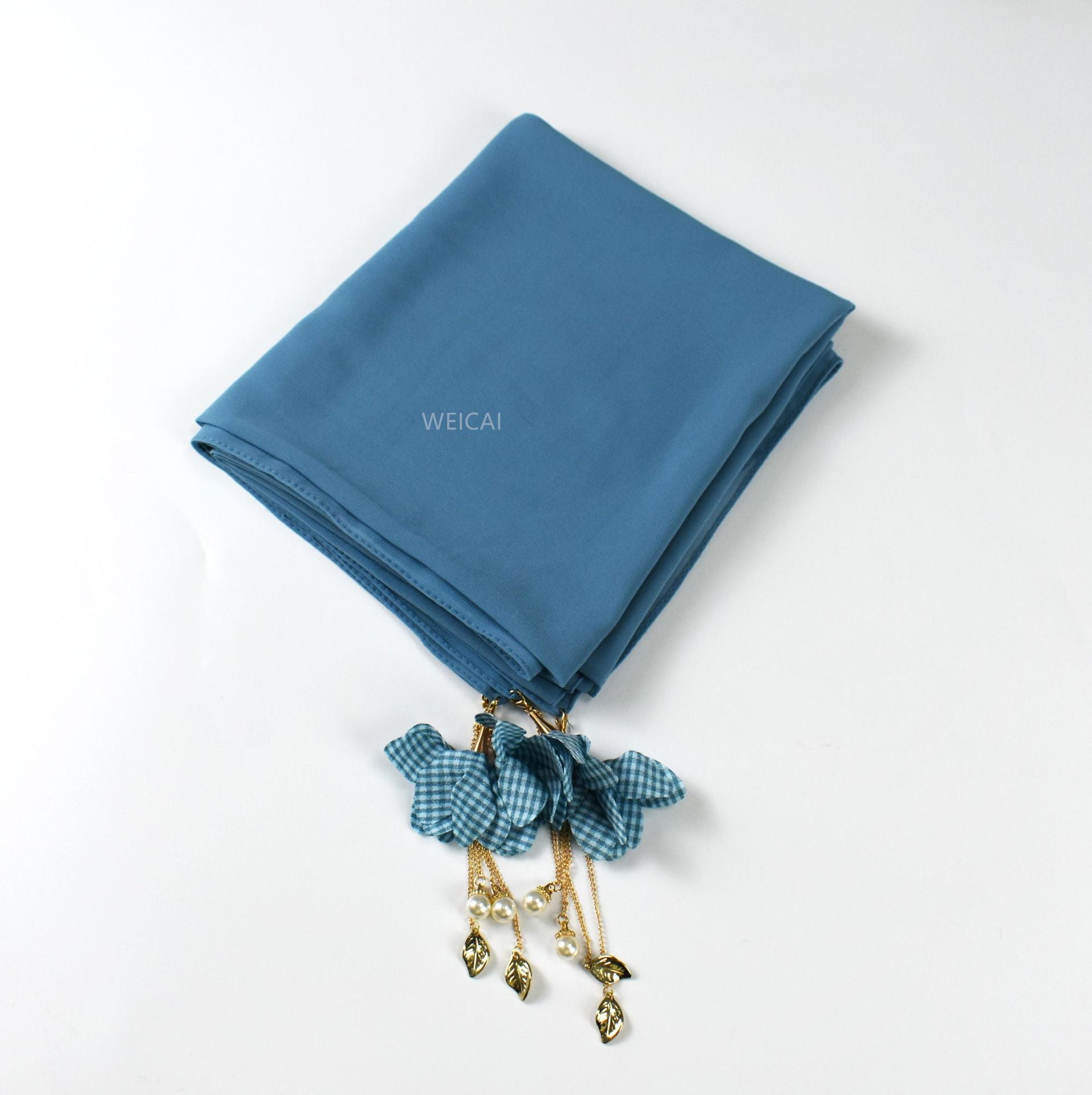 New pearl chiffon scarf women's hijab flower tassel headscarf