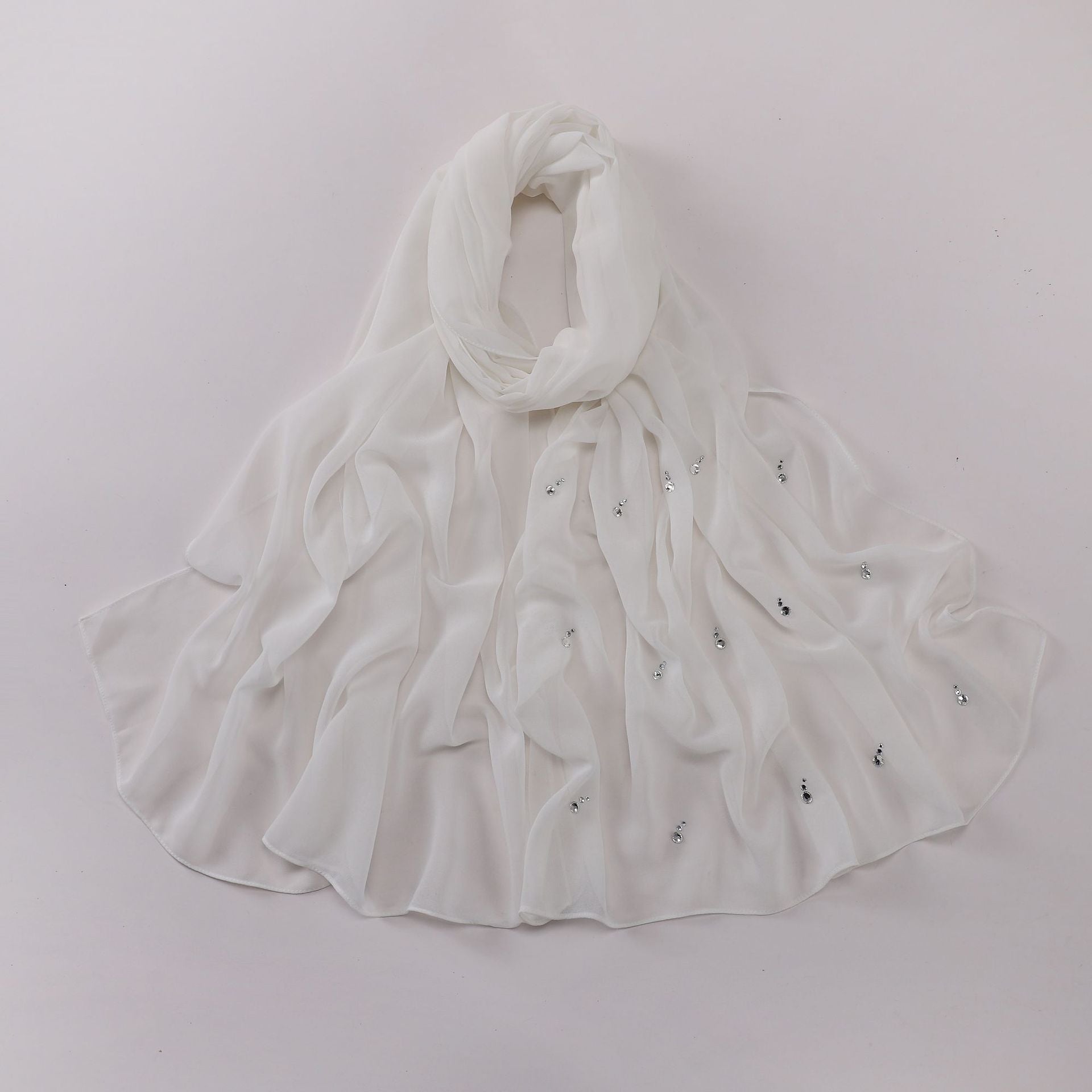 New pearl chiffon long scarf boutique tears water drop diamond scarf Middle East Africa headscarf hijab