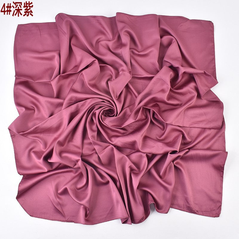 Autumn and winter new Malaysian imitation silk matte satin monochrome solid color 90 plain simple square towel batch