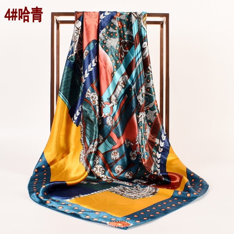 Autumn and winter new street 90 * 90 fashion satin square scarf, silk scarf, scarf, shawl