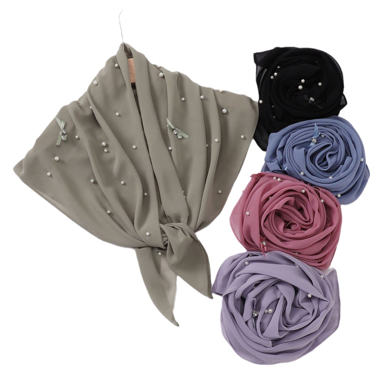 Gypsy beads handmade bow pearl snow square scarf yarn Middle East headscarf