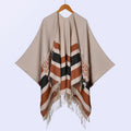 New ethnic style women's pockets thickened shawl travel photo camping warm split cloak cape