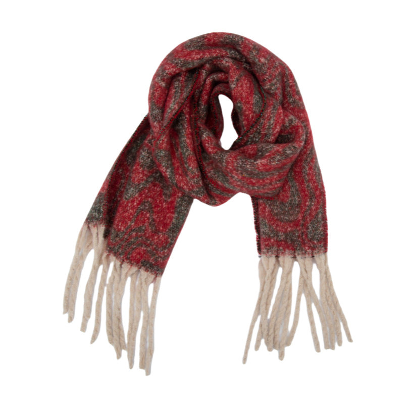 Europe, America autumn and winter circle yarn imitation mohair water ripple jacquard scarf