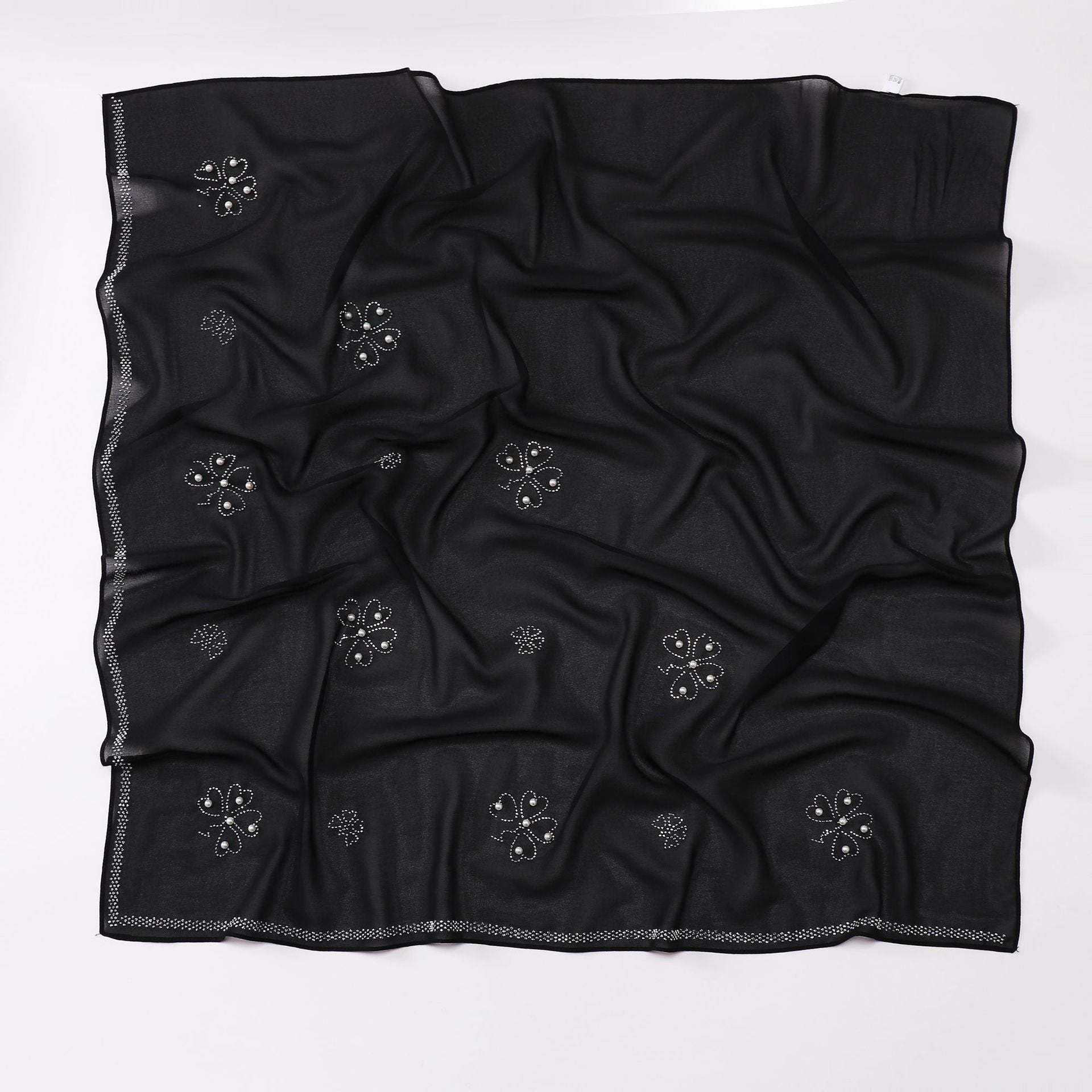 New pearl chiffon Scarf hot diamond bead square shawls Malaysia headscarf