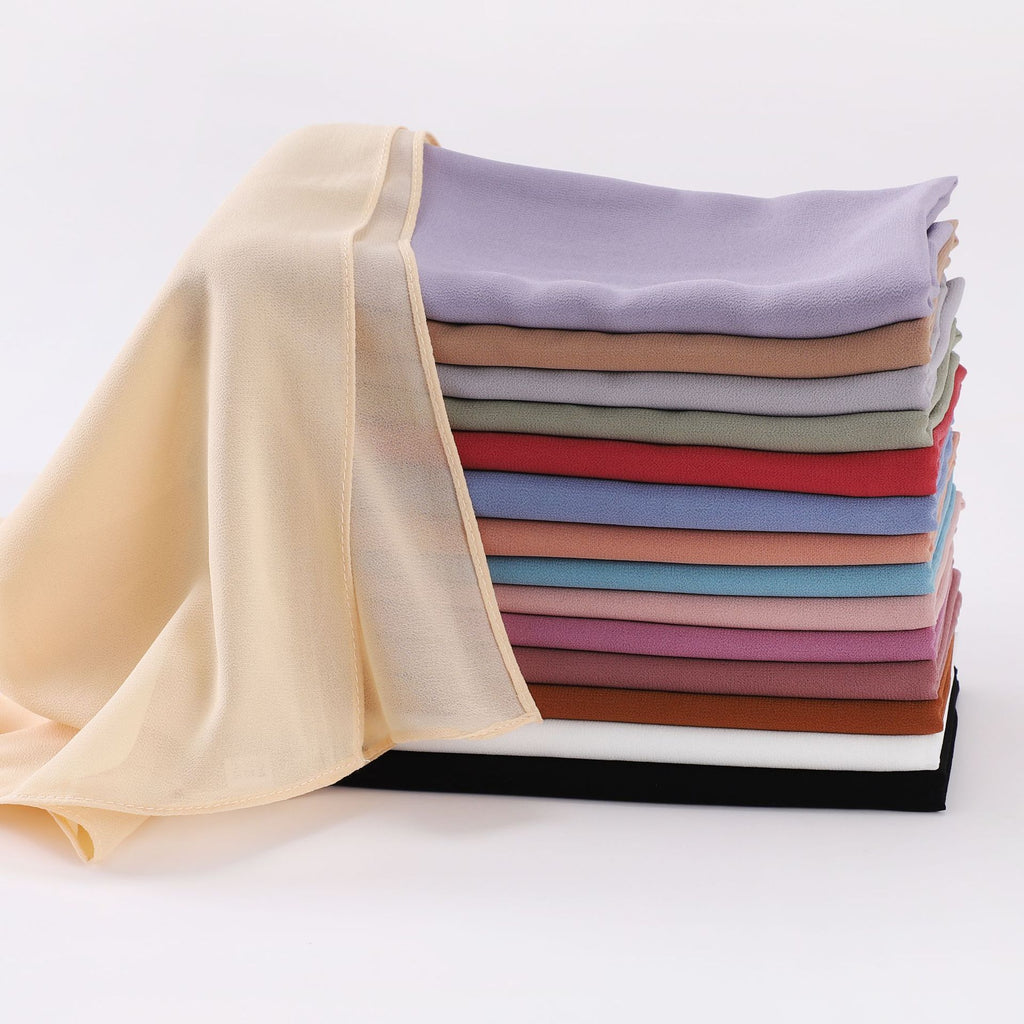 Monochrome pearl chiffon square scarf middle east headscarf gauze malay headscarf hijab